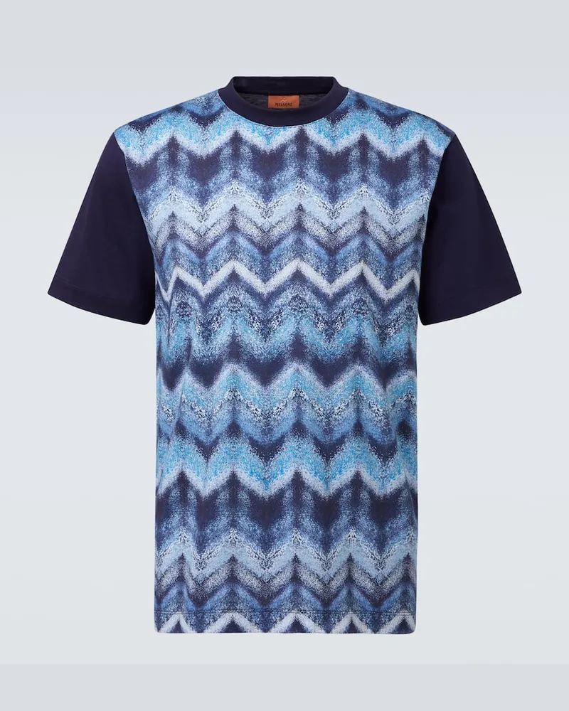 Missoni T-shirt in cotone con stampa a zig-zag Blu