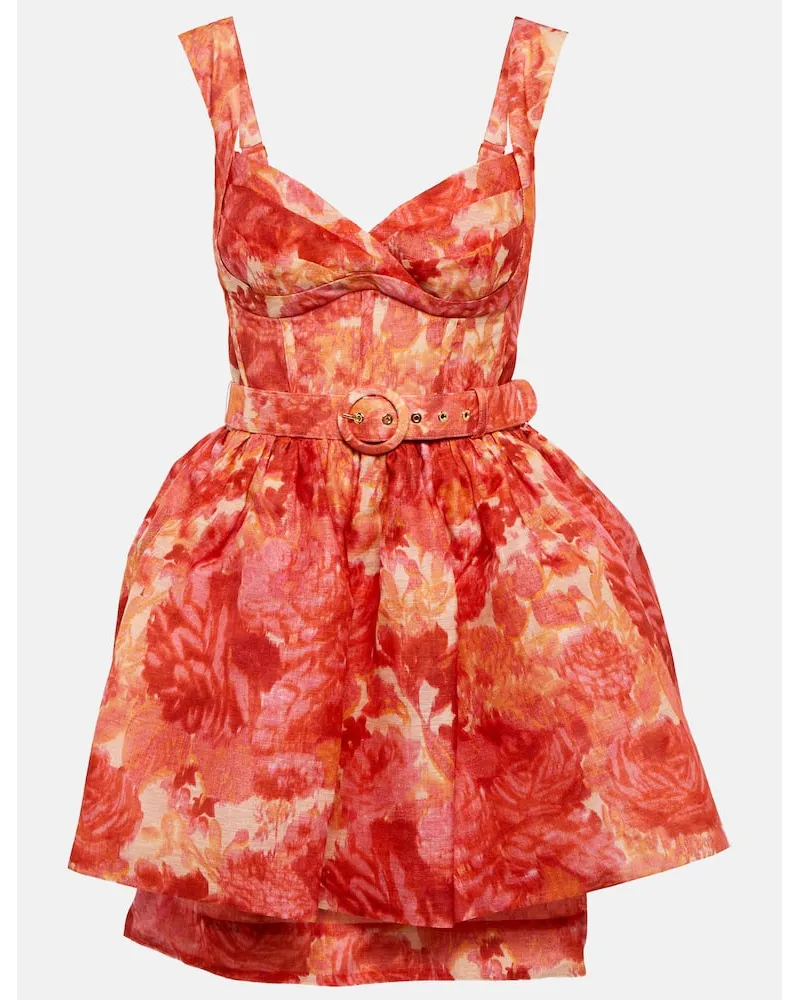 Zimmermann Miniabito High Tide in lino e seta Rosa