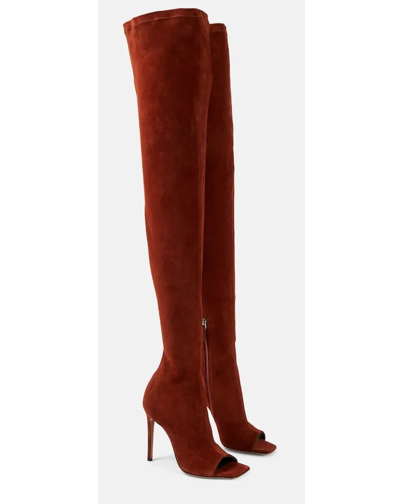 Paris Texas Stivali cuissardes Amanda 105 in suede Marrone