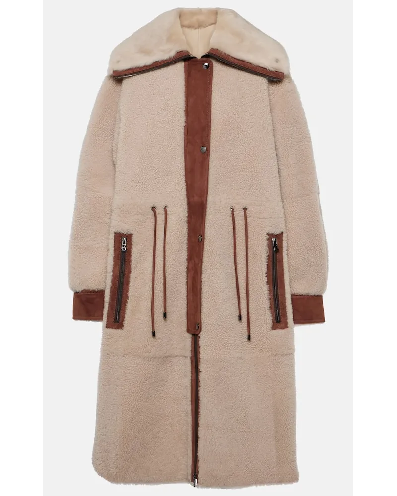 Bogner Cappotto Gritt in shearling con suede Beige