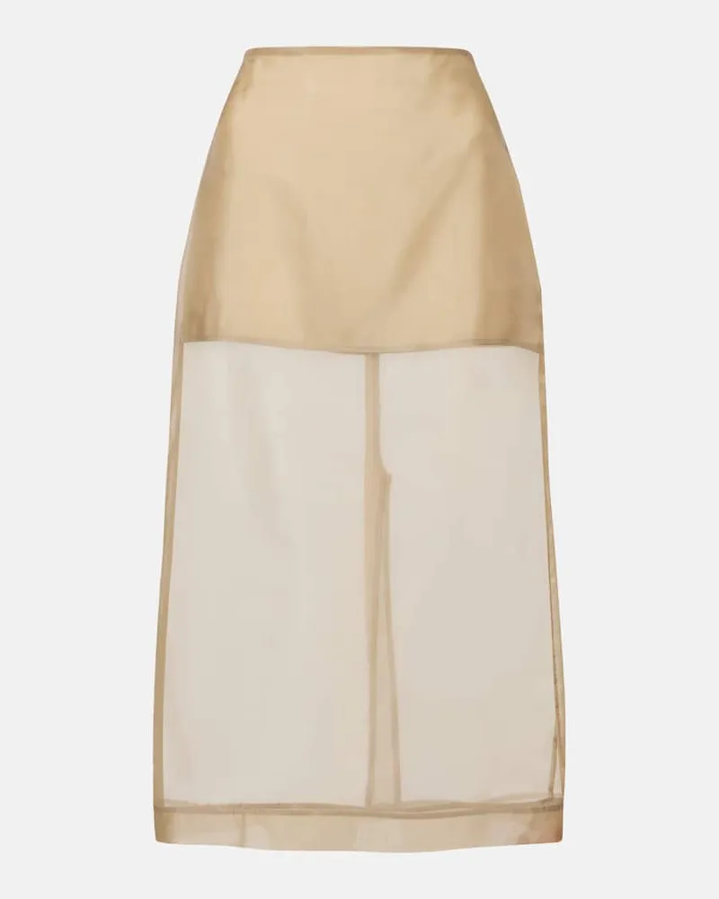 FRANKIE Shop Gonna midi Peri in misto seta Marrone