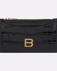 Balenciaga Portacarte Hourglass in pelle stampata Nero