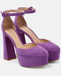 Gianvito Rossi Pumps Vernice in suede con platform Rosa