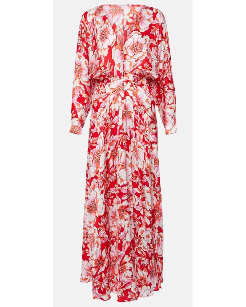 Poupette St Barth Abito midi Ilona con stampa floreale Rosso