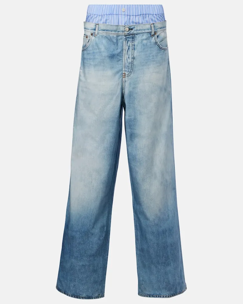 Acne Studios Pantaloni a gamba larga in popeline di cotone Blu