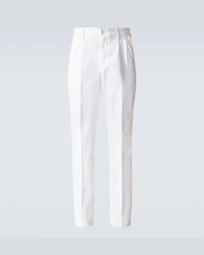Dunhill Pantaloni regular in cotone e cashmere Bianco