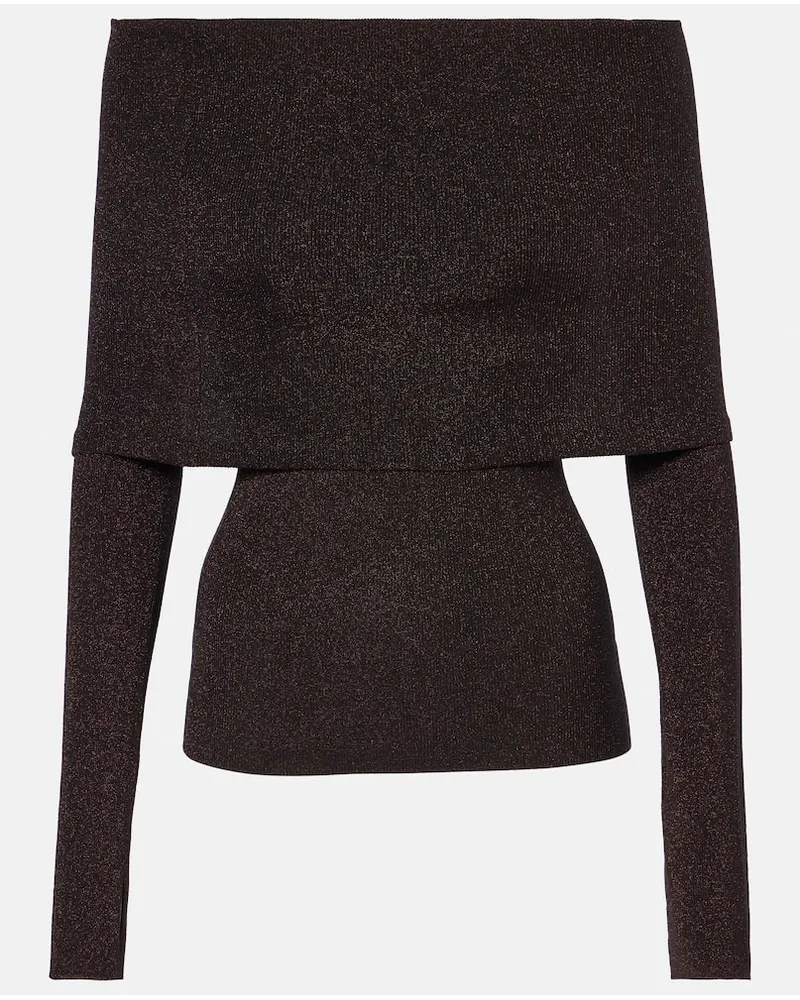 GALVAN Top Corte con scollo bardot Marrone