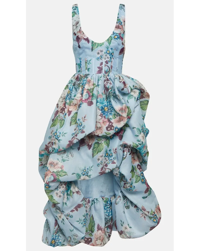 Zimmermann Abito midi Matchmaker in lino e seta Multicolore