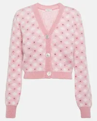 Alessandra Rich Cardigan cropped a quadri Rosa