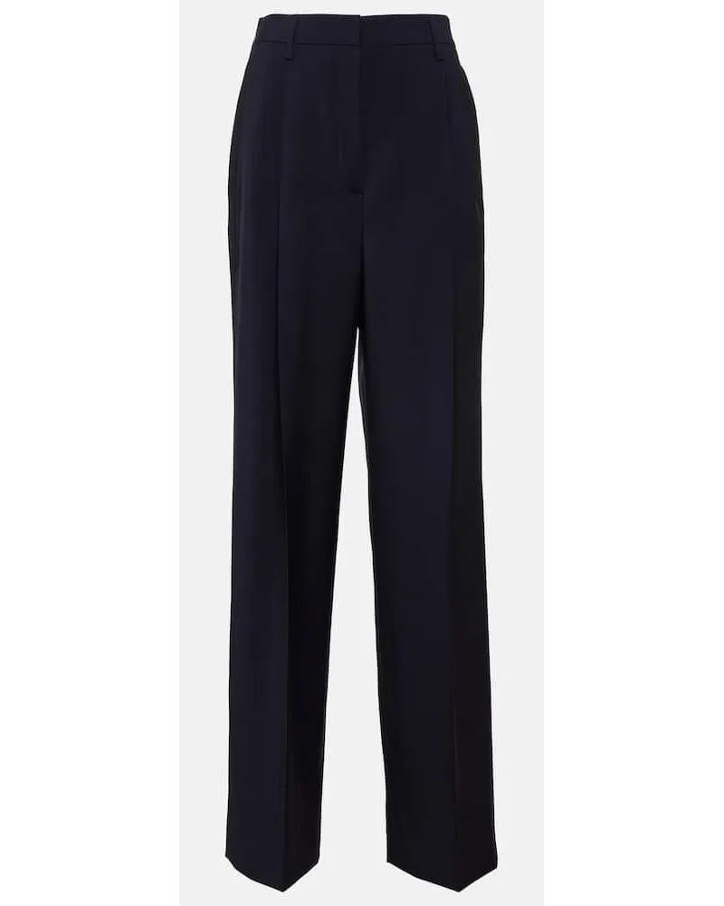 Prada Pantaloni a gamba larga in lana e mohair Blu