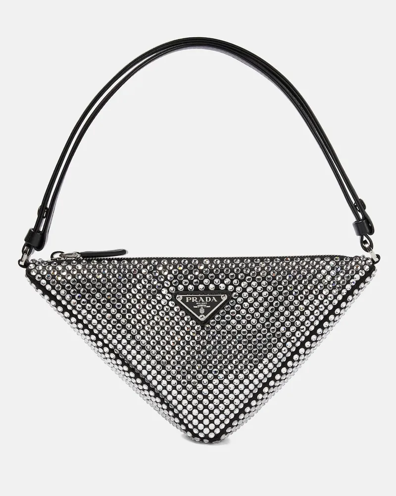 Prada Borsa Triangle con cristalli Argento