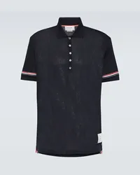 Thom Browne Polo RWB Stripe in cotone Blu