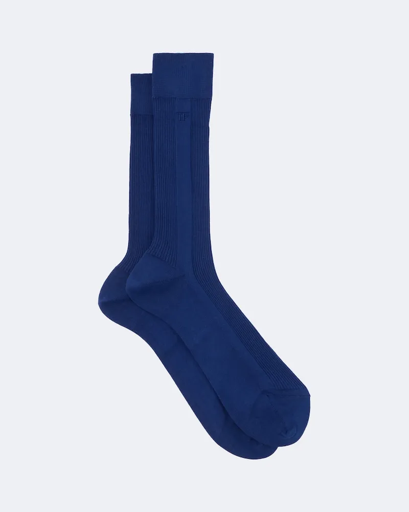 Tom Ford Calzini in maglia di cotone a coste Blu