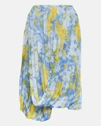 Dries van Noten Gonna midi in chiffon con stampa Blu