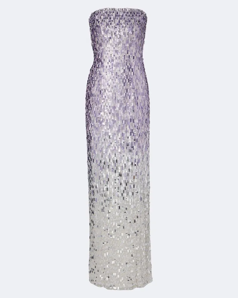 Jenny Packham Abito lungo Lucille con paillettes Argento