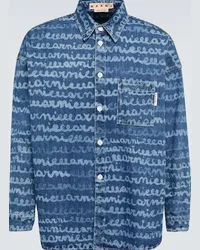 Marni Camicia di jeans con stampa Blu