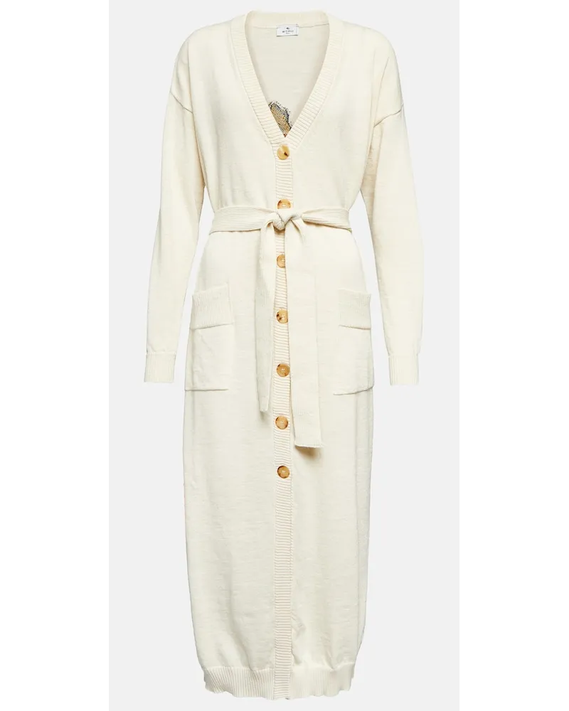 Etro Cardigan in misto lino, cotone e lana Bianco