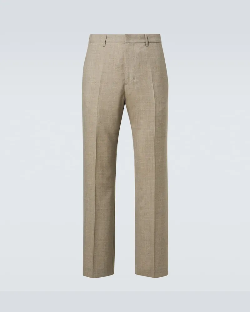 AMI Paris Pantaloni regular in lana vergine Beige