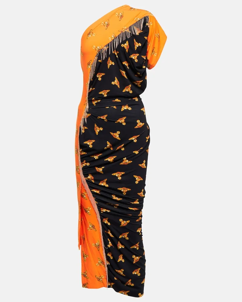 Vivienne Westwood Abito midi monospalla con stampa Multicolore