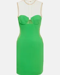 Stella McCartney Miniabito in jersey crêpe con mesh Verde