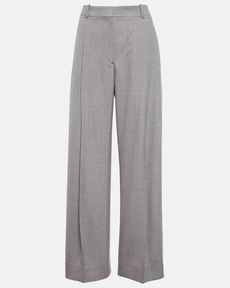 Victoria Beckham Pantaloni a gamba larga in lana vergine Grigio