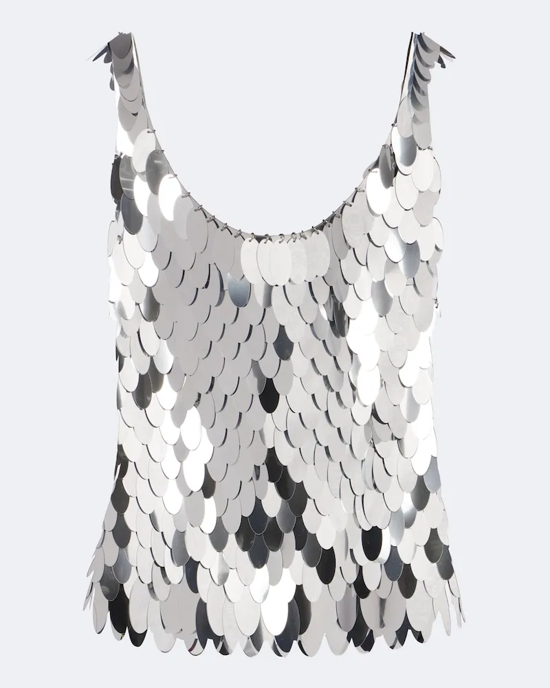 Paco Rabanne Top con paillettes Argento