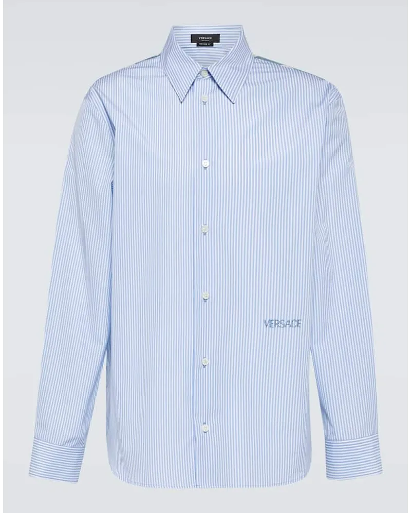 Versace Camicia in cotone a righe Blu