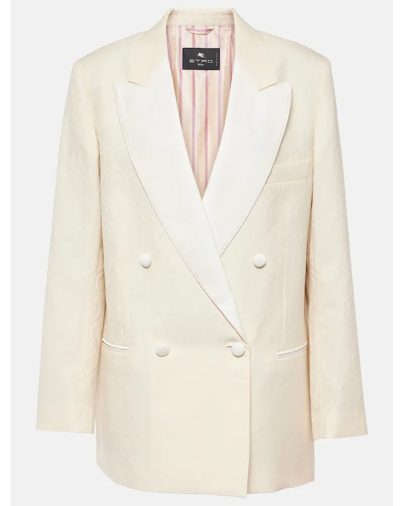 Etro Blazer in jacquard di cotone e lana Bianco