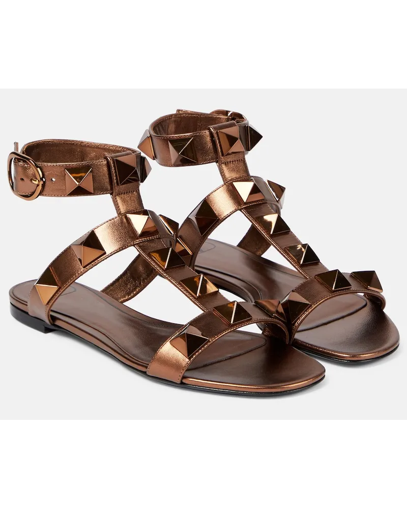 Valentino Garavani Sandali Roman Stud in pelle metallizzata Metallizzato