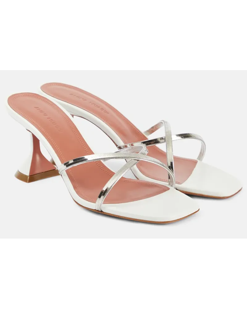 Amina Muaddi Sandali Henson 70 in pelle Argento