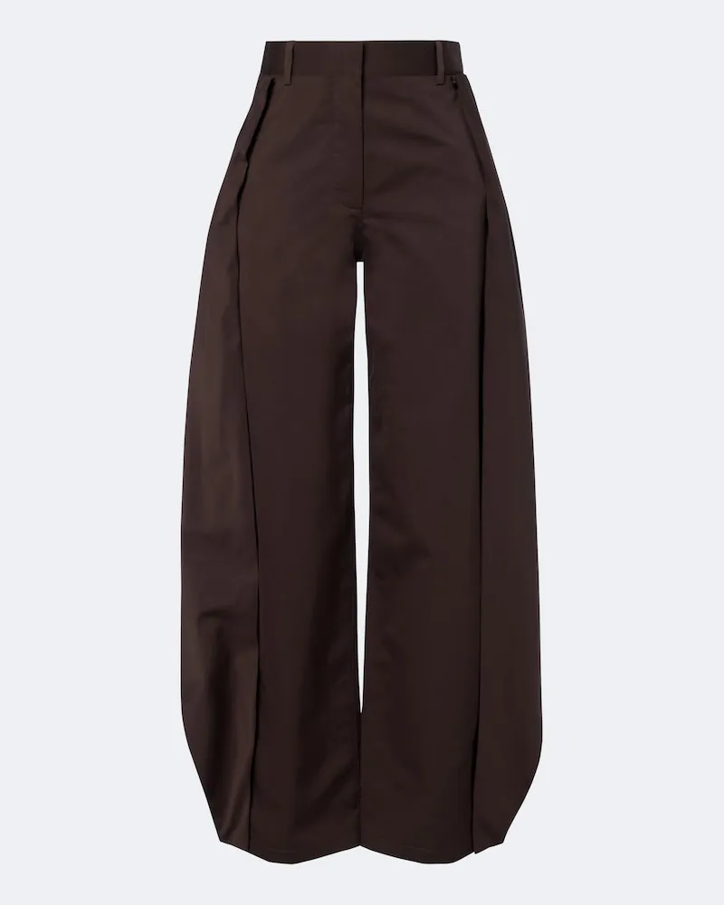 Loewe Pantaloni a gamba larga in cotone e seta Marrone