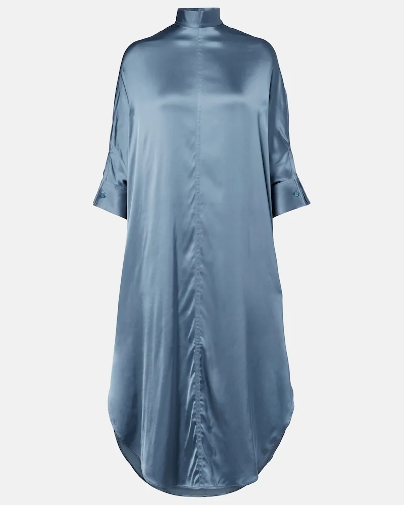 Acne Studios Abito midi in raso con sciarpa Blu