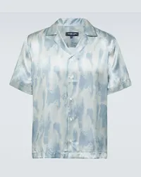 Frescobol Carioca Camicia bowling Roberto in seta Blu