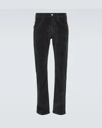 Undercover Pantaloni slim in velluto di cotone a coste con borchie Nero