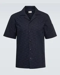 Moncler Camicia Monogram in cotone Blu