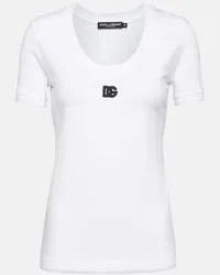 Dolce & Gabbana T-shirt in jersey di misto cotone Bianco