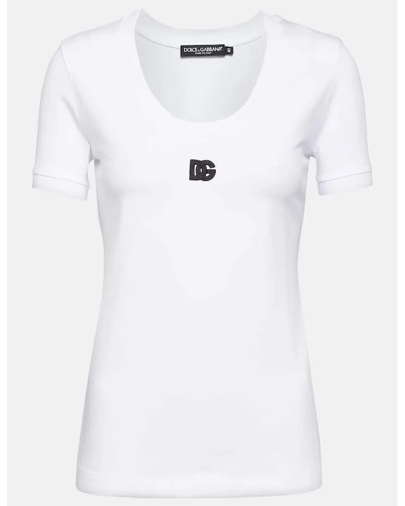 Dolce & Gabbana T-shirt in jersey di misto cotone Bianco