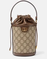 Gucci Secchiello Ophidia Mini in canvas GG Marrone