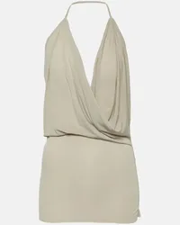 Rick Owens Top drappeggiato in misto cupro Bianco