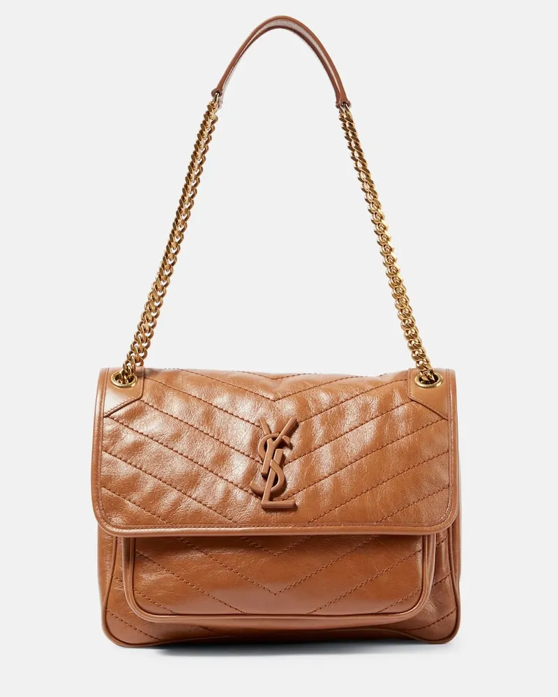Saint Laurent Borsa a spalla Niki Medium in pelle Marrone