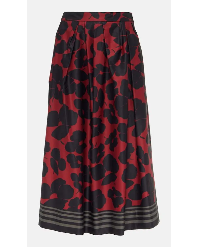 Dries van Noten Gonna midi in raso con stampa Multicolore