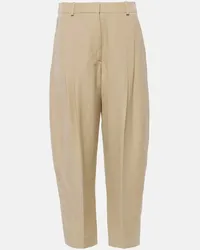 Stella McCartney Pantaloni cropped Iconic a vita alta Beige