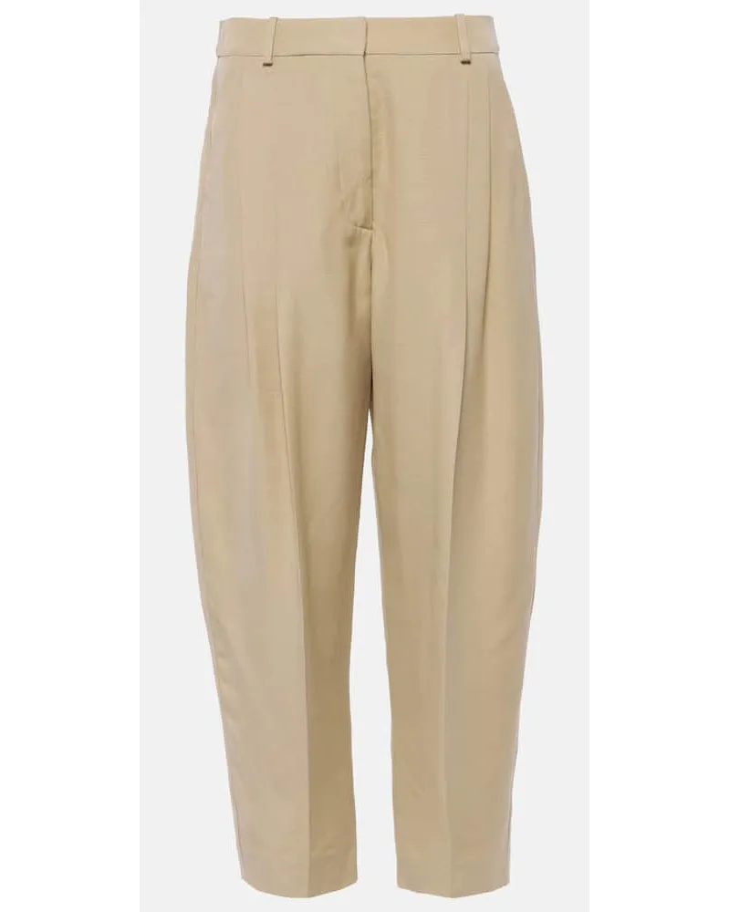 Stella McCartney Pantaloni cropped Iconic a vita alta Beige