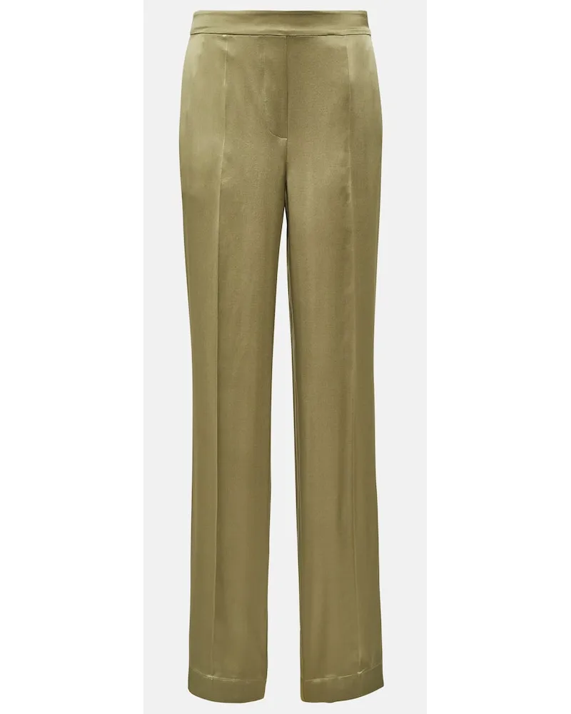 Joseph Pantaloni regular Tova in raso di seta Verde