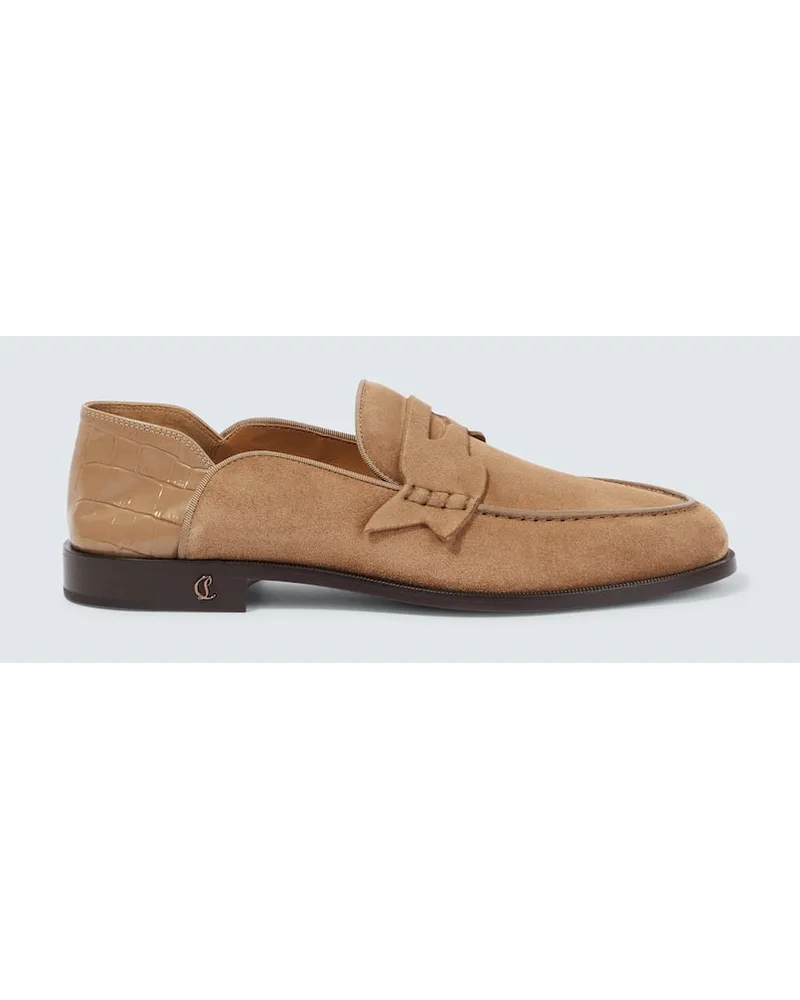 Christian Louboutin Mocassini Penny No Back in suede Grigio