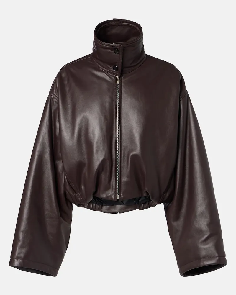 Alaïa AlaÃ¯a Bomber in pelle Marrone