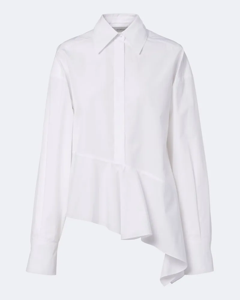 SPORTMAX Camicia asimmetrica in popeline di cotone Bianco
