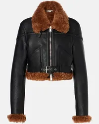 Stella McCartney Giacca biker cropped in similpelle Nero