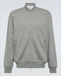 Brunello Cucinelli Cardigan in misto cashmere con zip Grigio