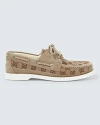 Gucci Scarpa da barca GG in tela Marrone